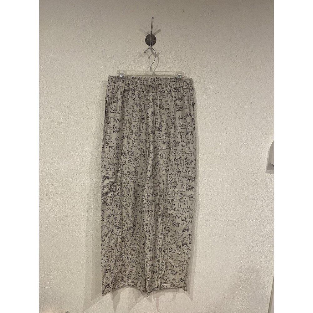 Sm Wardrobe Pants Womens Large Gray Dog Cat Animal Print Lounge